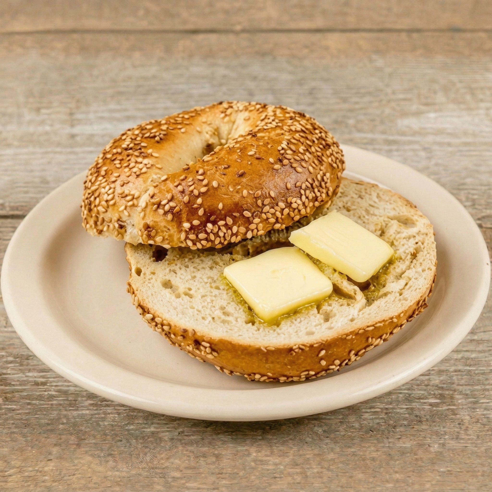 Classic Buttered Bagel.