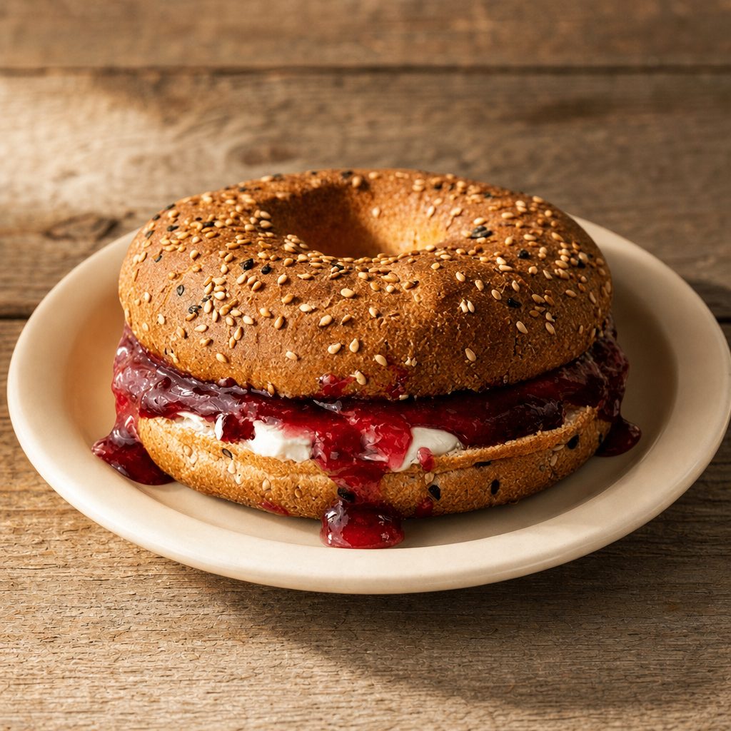 Sweet & Savory Butter Jelly Bagel.
