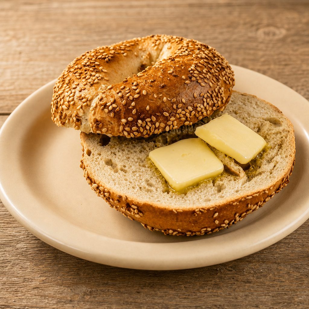 Classic Buttered Bagel.